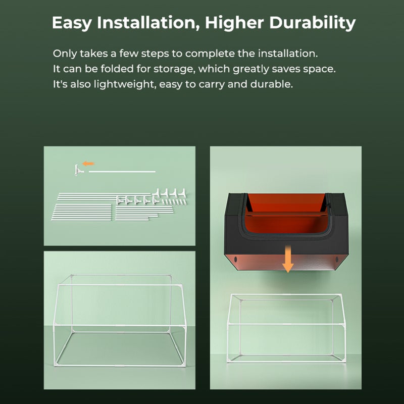 كريليتي 3D غطاء حماية الحفار: تصميم مغلق أسود مقاس 700 × 720 × 400 سم - عزل الدخان والضوضاء والحرائق، نافذة مراقبة كبيرة لأغلب آلات الحفر، كرياليتي فالكون 2، سي آر ليزر فالكون - Image 2