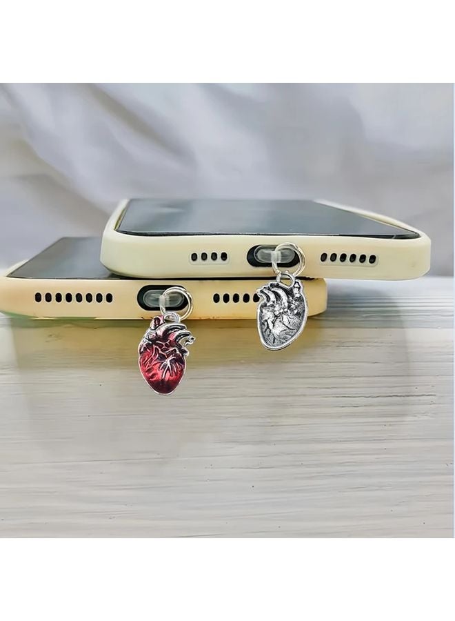 Type C Zinc Alloy Human Heart Phone Dust Plug Decorative Pendant Gift For Doctors Nurses Week - Image 2
