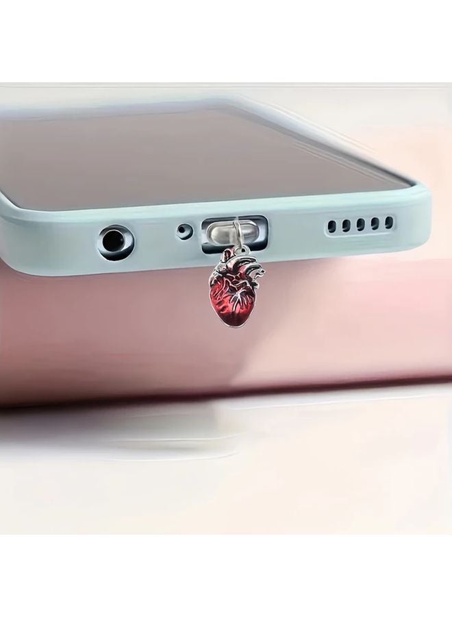 Type C Zinc Alloy Human Heart Phone Dust Plug Decorative Pendant Gift For Doctors Nurses Week - Image 1
