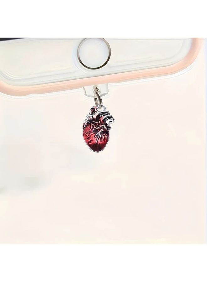 Type C Zinc Alloy Human Heart Phone Dust Plug Decorative Pendant Gift For Doctors Nurses Week - Image 4