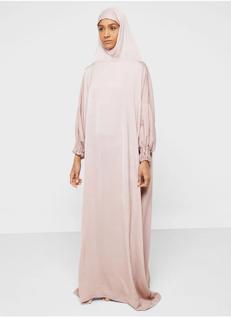 hayas closet Prayer Dress With Shirred Sleeve Detail