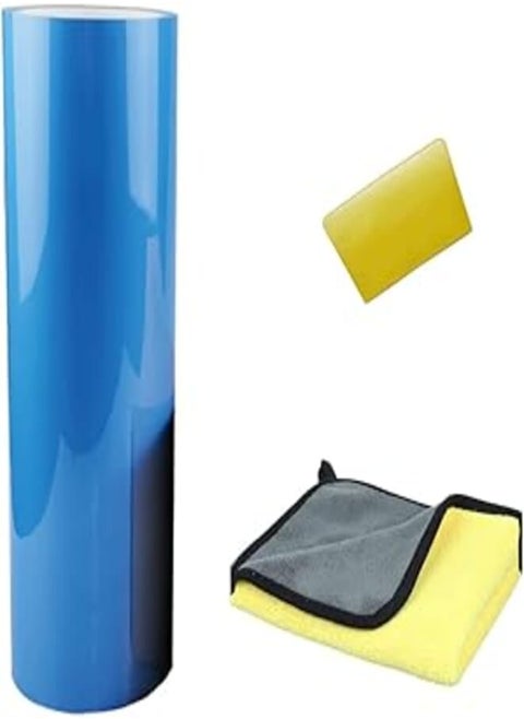 Transparent Sticker To Protect Car Lanterns 30cm * 7m Sky Color With Towel
