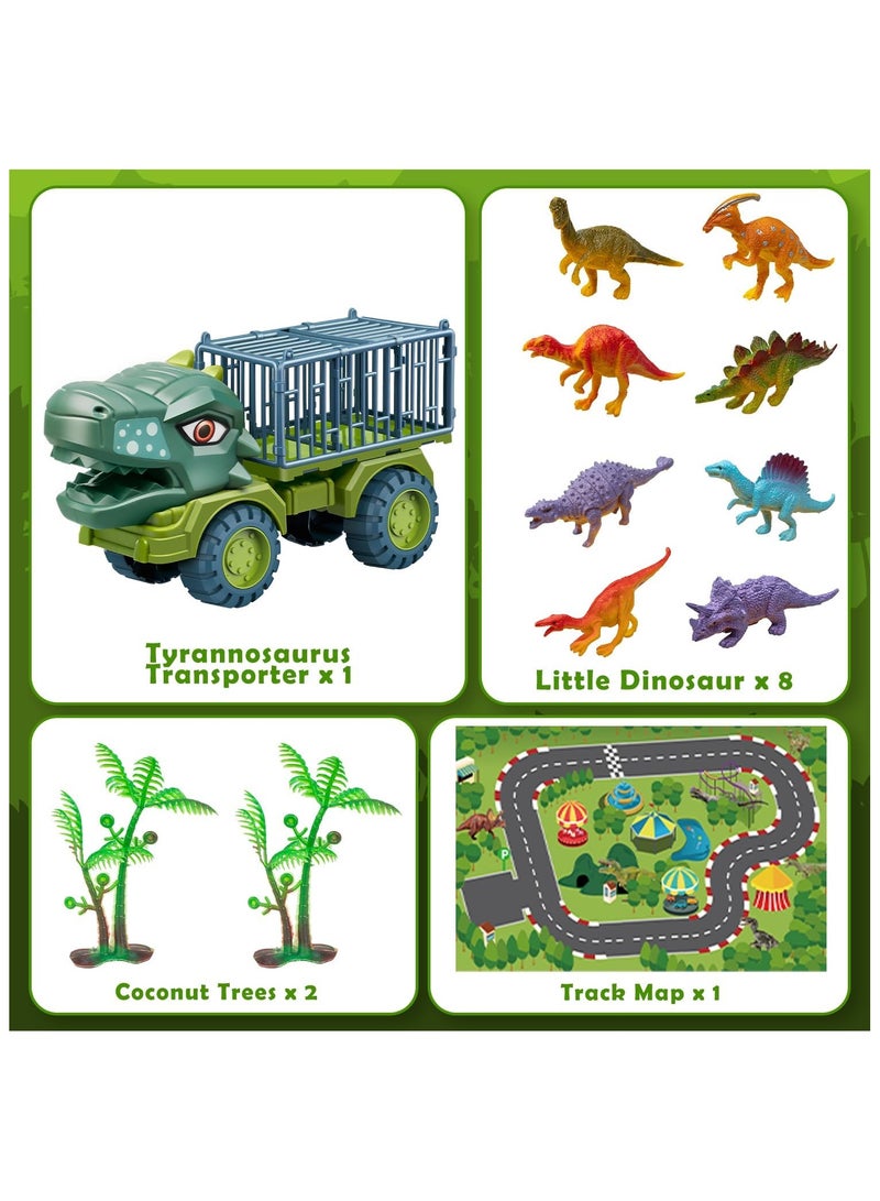 ARNOTEC Dinosaur transport truck toy set | with 15 dinosaur models + cart + fence | dinosaur car toys for boys and girls over 3 years old | No batteries required, can be pushed, portable and stored, the best choice for holiday birthday gifts  - Image 3
