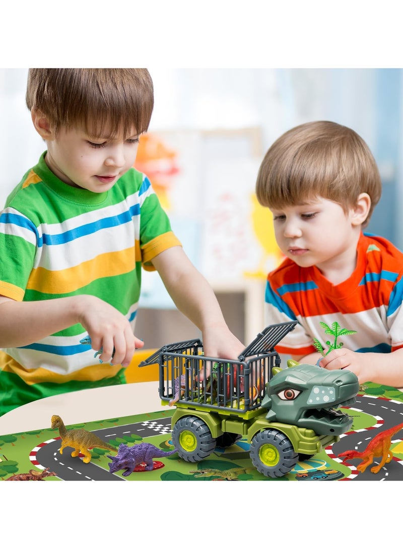 ARNOTEC Dinosaur transport truck toy set | with 15 dinosaur models + cart + fence | dinosaur car toys for boys and girls over 3 years old | No batteries required, can be pushed, portable and stored, the best choice for holiday birthday gifts  - Image 5