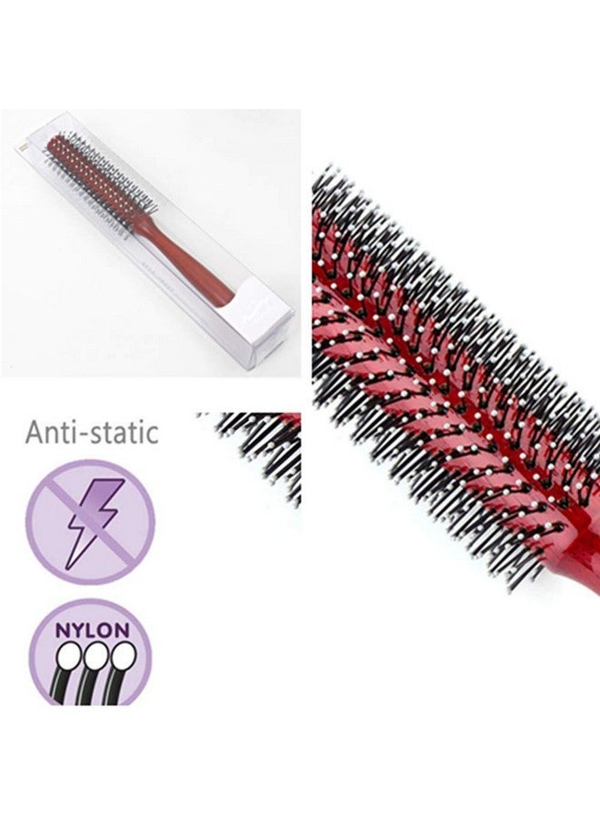 Beetoo Eetoo Small Round Wooden Hair Brush For Blow Drying With Wood Handle 1.6 Inch Width Soft Nylon Bristles Big Wave Roll Comb For Short Medium Curly Hair (Red) - Image 5
