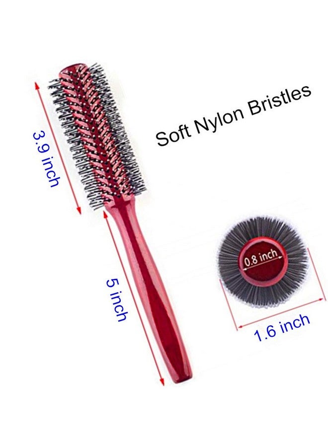 Beetoo Eetoo Small Round Wooden Hair Brush For Blow Drying With Wood Handle 1.6 Inch Width Soft Nylon Bristles Big Wave Roll Comb For Short Medium Curly Hair (Red) - Image 4