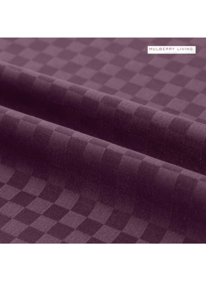 MULBERRY LIVING 100% Cotton King Duvet Cover - 300 TC Urban Grid (Checks). Width 260 x Length 240cms - Plum