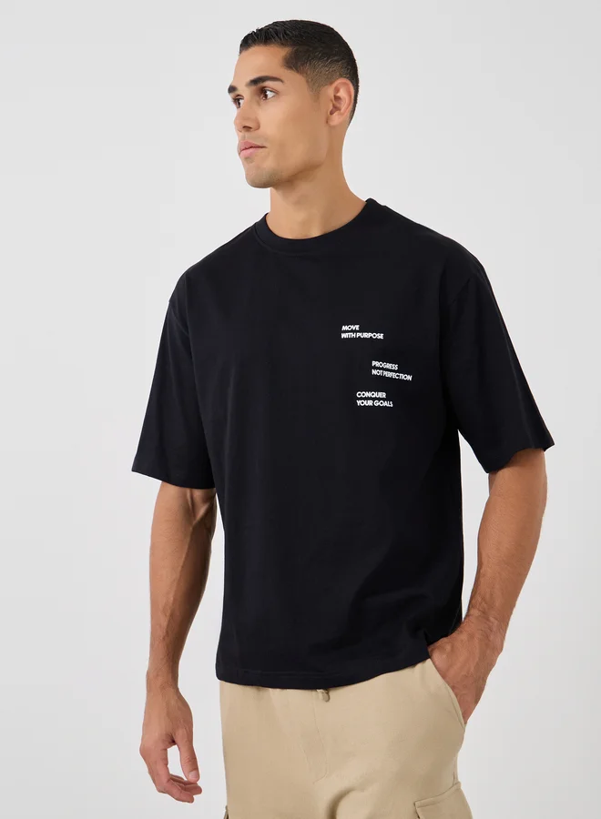 Styli Styli Minimal Chest Print Short Sleeve Oversized T-Shirt