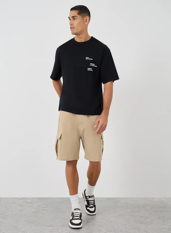 Styli Styli Minimal Chest Print Short Sleeve Oversized T-Shirt