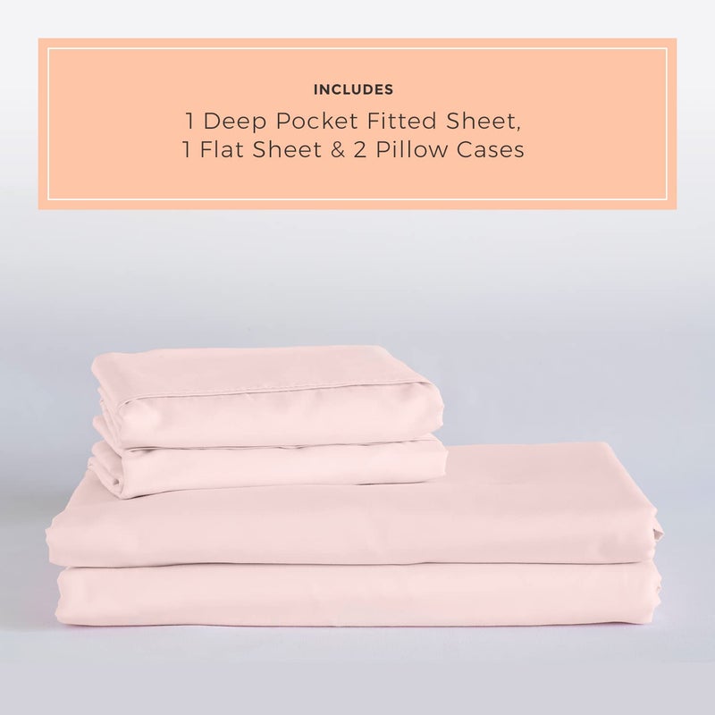 PeachSkinSheets مجموعة ورقة Peachskinsheets Cotton حلوى الوردي - مستوى 1500TC من النعومة - أوراق تبريد ناعمة إضافية للنوم الساخن والتعرق الليلي - XL بالحجم الكامل  - Image 2