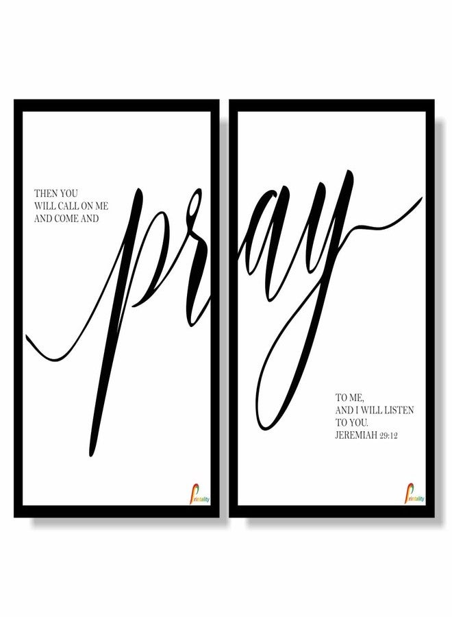 Printality Pray (Jeremiah 29:12) Bible verse Wall Photo Frame Printed Wall Hanging Photo Frame for Home Photo Frames for wall decoration Combo (Pack of 2) - Image 1