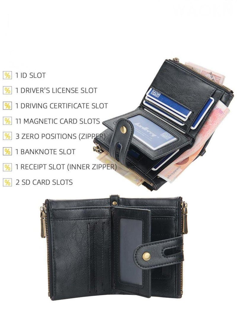 بايلليري محفظة مزدوجة طي سلسلة جلد تقليد للرجال ، محفظة جيب عملة سحاب مزدوجة للرجال ، محفظة مزدوجة مكافحة السرقة ، محفظة قصيرة سعة كبيرة للرجال الجدد الراقية ، محفظة سحاب مزدوجة سلسلة مكافحة الخسارة متعددة فتحات. - Image 3