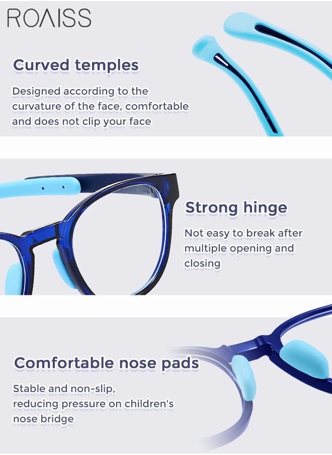 roaiss - Kids Blue Light Blocking Glasses Anti Eyestrain Computer Glasses Gaming Eyewear UV400 Protection with Light Weight TR90 Frame for Boys Girls and Children Age 3-12 Blue - Image 1
