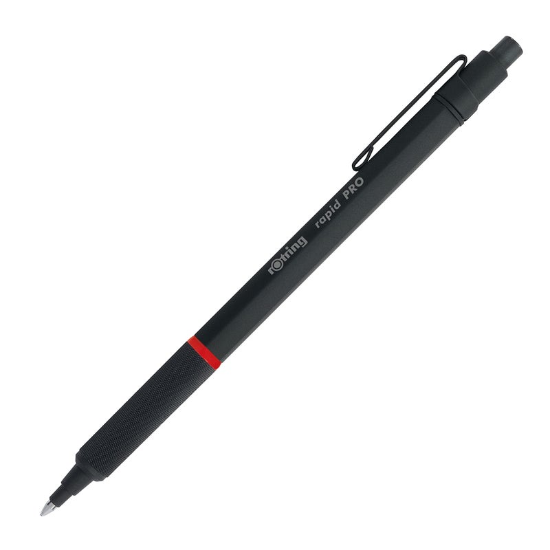 rOtring Rapid Pro Retractable Ballpoint Technical Drawing Pen Medium Point Blue Ink Black FullMetal Body - Image 2
