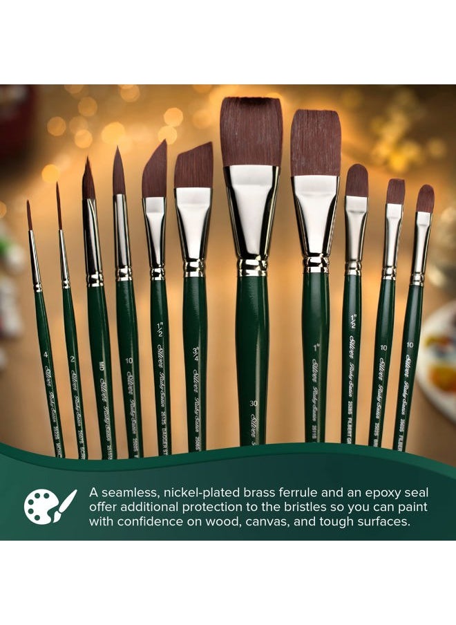 Silver Brush Limited RS-2504 Ruby Satin Mixed-Media Variety Set, Paintbrushes for Oil, Acrylic, and Heavy Body Paints, Set of 4, Size 4 Round, Flat, Bright, & Filbert Brushes, Long Handle  - Image 5