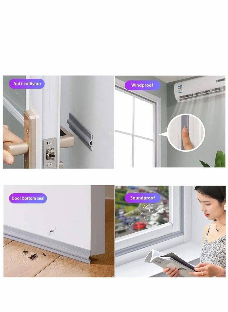 SYOSI 2 Packs Draft Stopper Sweep, Door Weatherproofing Stripping, Window Seal Strip Self-Adhesive Soundproof Seal Strip Cuttable, Wear-Resistant, Window Weather Stripping, Length 13.12Ft White  - Image 3
