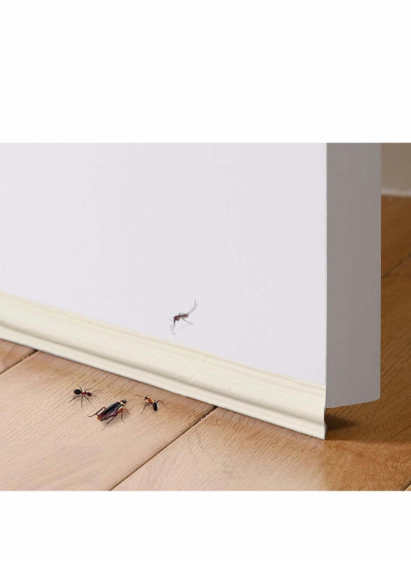 SYOSI 2 Packs Draft Stopper Sweep, Door Weatherproofing Stripping, Window Seal Strip Self-Adhesive Soundproof Seal Strip Cuttable, Wear-Resistant, Window Weather Stripping, Length 13.12Ft White  - Image 2