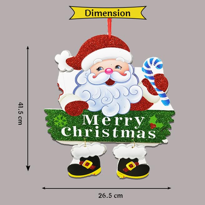 CraftVatika Christmas Hanging Decorations, Glitter Merry Christmas Santa Wall Hanging Ornaments, Xmas Home Front Door Decoration Items, Xmas Wreath, Merry Christmas Decoration Gifts Items - Image 5