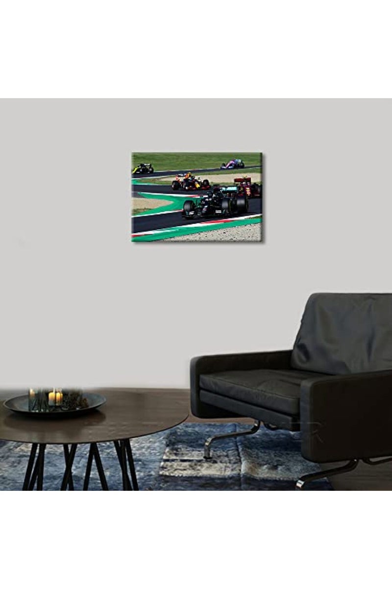 TISHIRON Canvas Wall Art F1 Racing Car Urban Championship World Series Championship Sports Giclee Poster Modern Home Sports Decor for Home Living Room Office Dining Room Framed Ready to Hang - 24"W x 16"H - Image 3