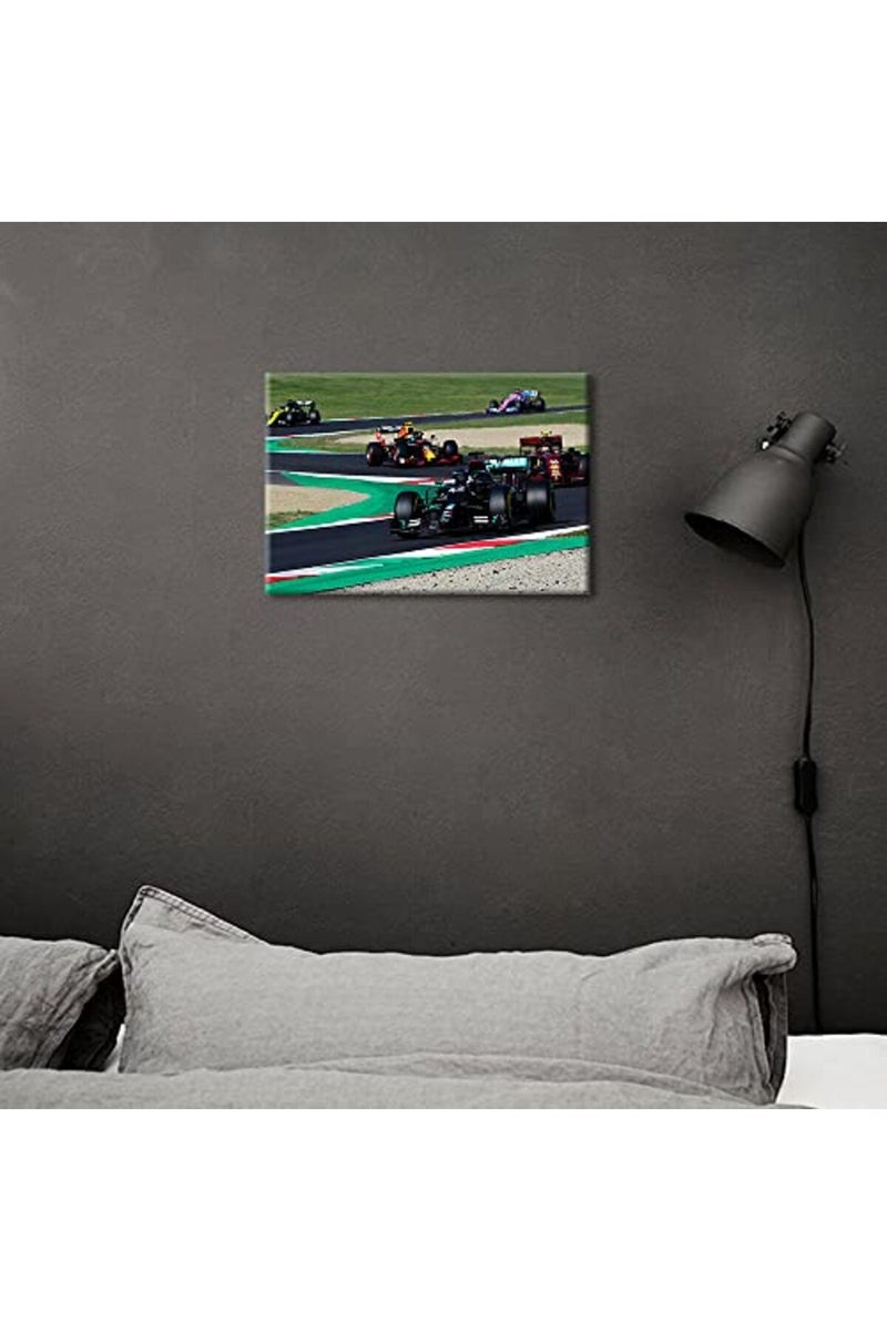 TISHIRON Canvas Wall Art F1 Racing Car Urban Championship World Series Championship Sports Giclee Poster Modern Home Sports Decor for Home Living Room Office Dining Room Framed Ready to Hang - 24"W x 16"H - Image 5
