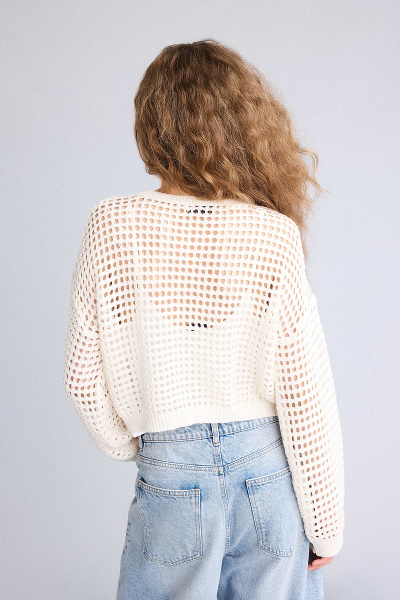 DeFacto Beige Woman Crop Crew Neck Knitwear Pullover Casual - Image 5