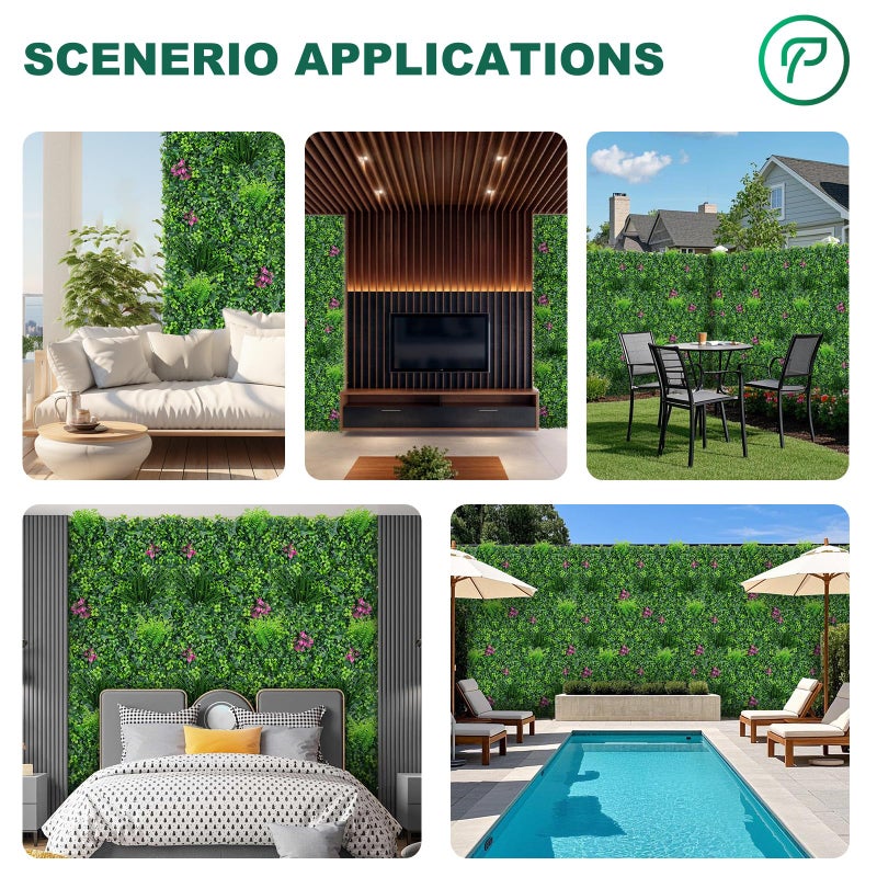 Yangrass Artificial Boxwood Wall Roll, 40"x120" (33.33 sqft) Grass Wall Panels with Mint Plant Leaves, Greenery Backdrop Privacy Screen with UV Protection, Green Grass Wall for Indoor Outdoor Decor - Image 5