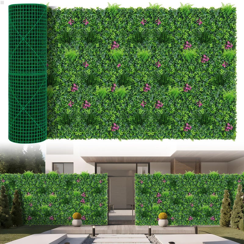 Yangrass Artificial Boxwood Wall Roll, 40"x120" (33.33 sqft) Grass Wall Panels with Mint Plant Leaves, Greenery Backdrop Privacy Screen with UV Protection, Green Grass Wall for Indoor Outdoor Decor - Image 1