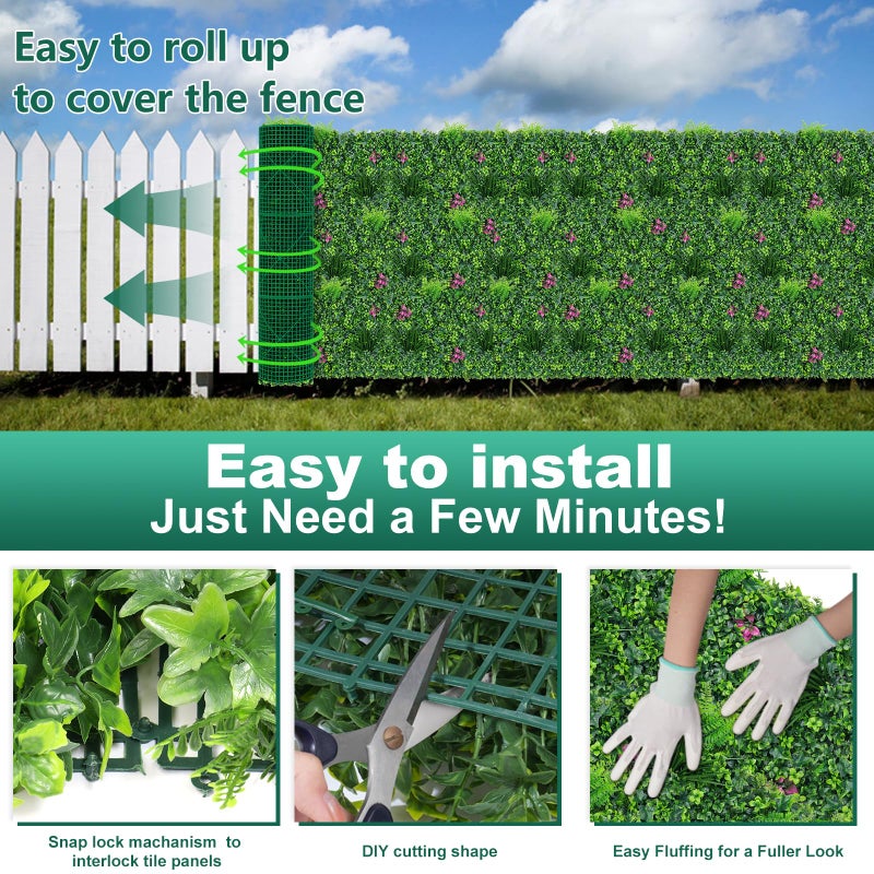 Yangrass Artificial Boxwood Wall Roll, 40"x120" (33.33 sqft) Grass Wall Panels with Mint Plant Leaves, Greenery Backdrop Privacy Screen with UV Protection, Green Grass Wall for Indoor Outdoor Decor - Image 4