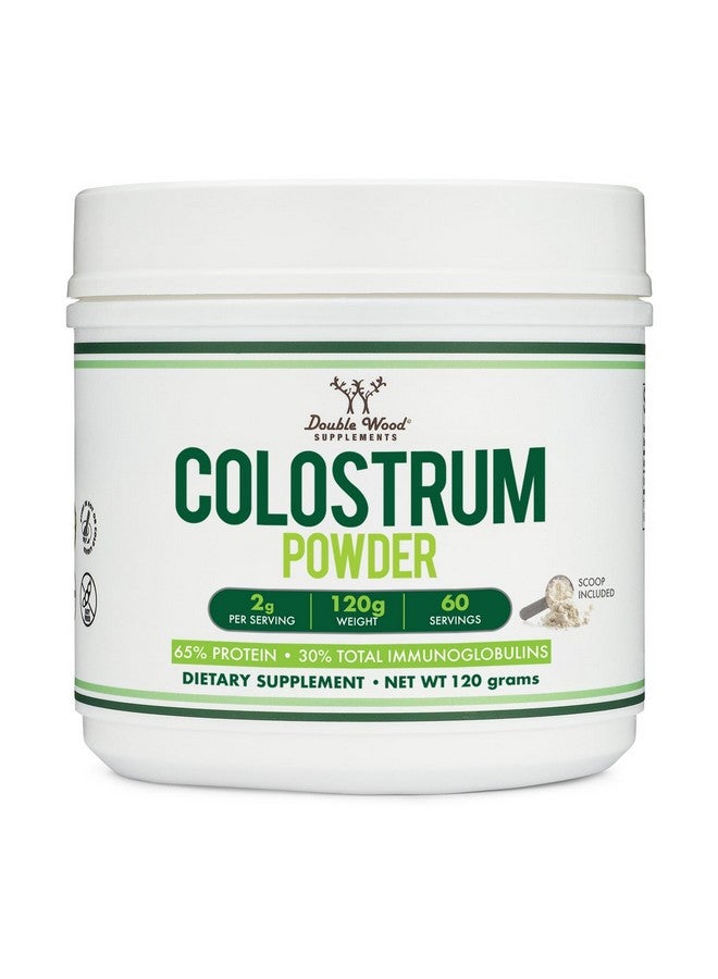 Double Wood Supplements Bovine Colostrum Powder for Women and Men, for Gut Health, Skin & Hair, Immune Support (120 Grams, 60 Day Supply - Standardized to 30% Total Immunoglobulins and 60% Protein) - Image 1