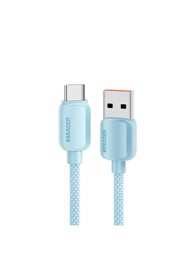 ايساجر كابل شحن سريع من إساجر 7 أمبير بقدرة 100 واط يو إس بي-إيه إلى تايب سي، متوافق مع PD3.0 وQC3.0، مضفر من النايلون، بطول 2 متر – أزرق - Image 1