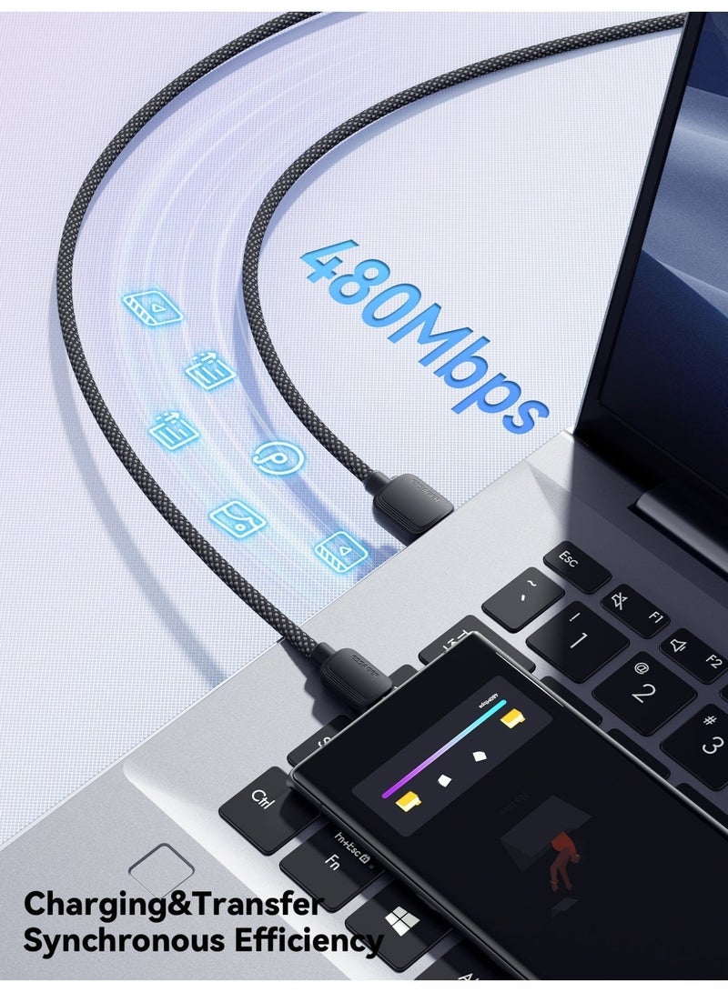 ايساجر كابل شحن سريع من إساجر 7 أمبير بقدرة 100 واط يو إس بي-إيه إلى تايب سي، متوافق مع PD3.0 وQC3.0، مضفر من النايلون، بطول 2 متر – أزرق - Image 5