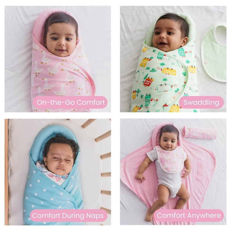 TIDY SLEEP لفافة نوم مرتبة للأطفال قابلة للتعديل للمواليد 100 قطن بطانية ناعمة للمواليد حتى 06 أشهر بيضاء 1 قطعة 300 TC - Image 4