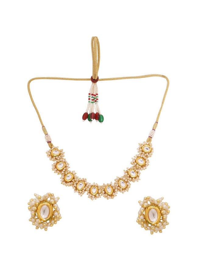 VOYLLA Veerangana Embellished Gold Necklace Set for Women - Image 2