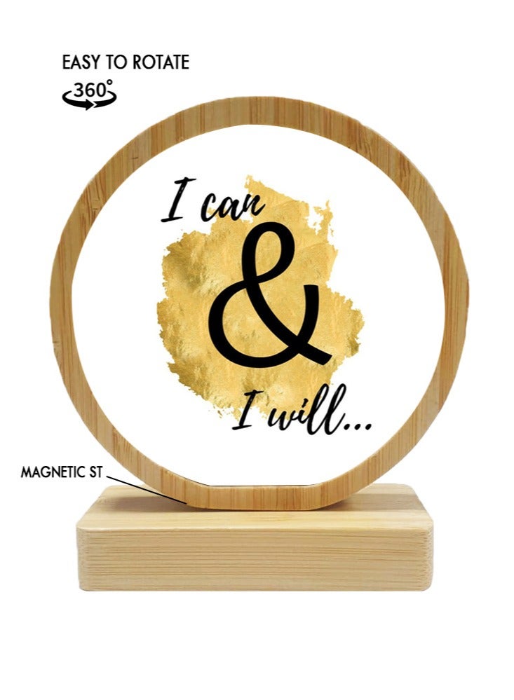 Service Zone Protective Printed White Round Shape Wooden Photo Frame for Table Top I Can And I Will - Image 1