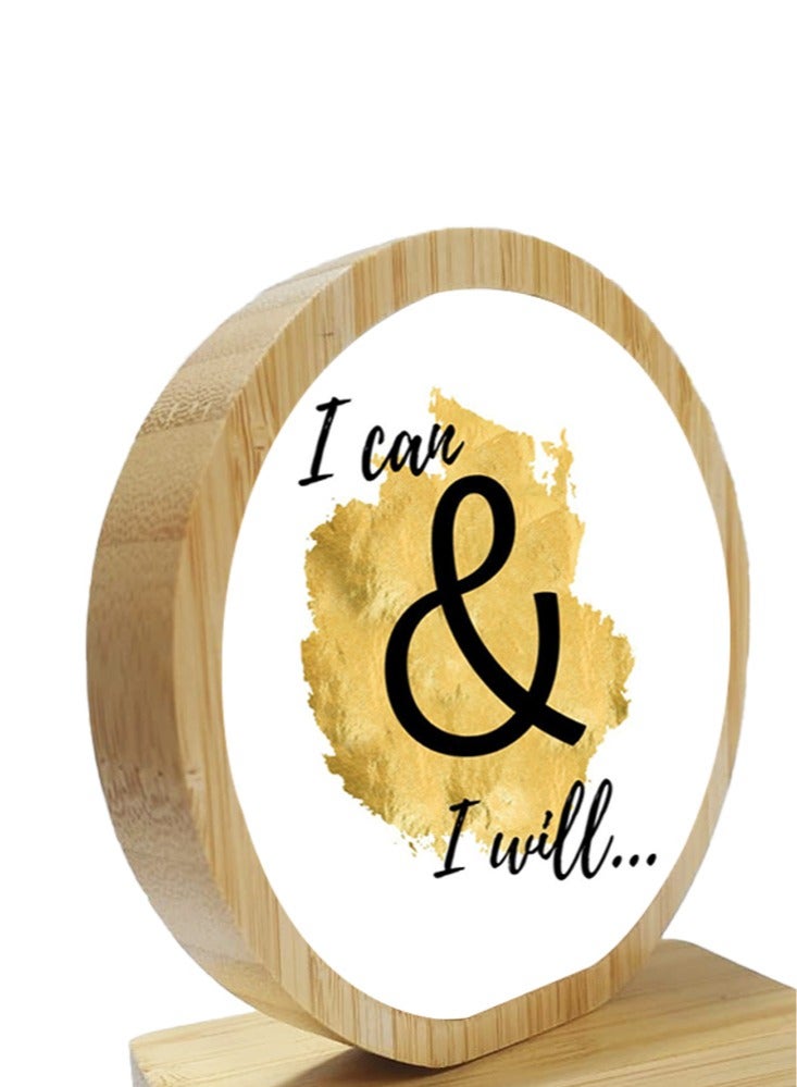 Service Zone Protective Printed White Round Shape Wooden Photo Frame for Table Top I Can And I Will - Image 3