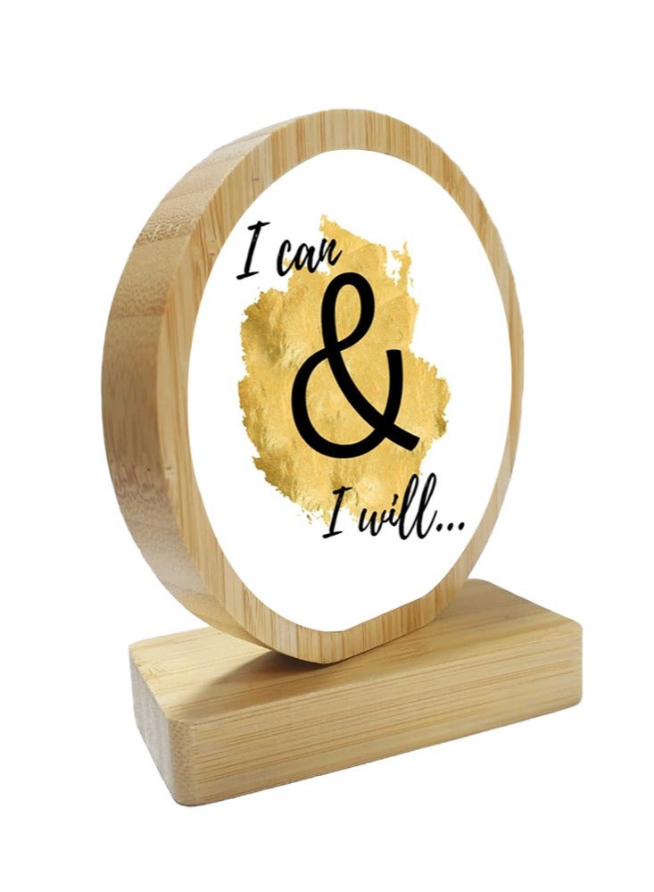 Service Zone Protective Printed White Round Shape Wooden Photo Frame for Table Top I Can And I Will - Image 2