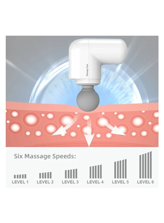 MOCOM Deep Tissue Cordless Mini Massage Gun - Low Noise, Larger Battery, 7 Professional Massage Heads, 6 Adjustable Speeds, USB-C Charging - Image 3