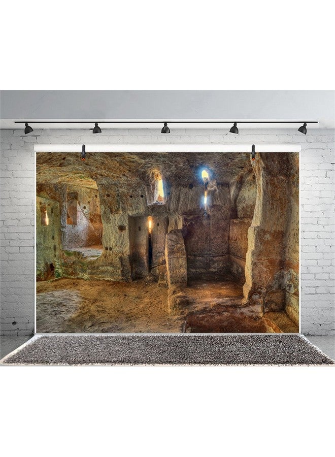 Polyester 5X3Ft Cave Backdrop Funeral Backdrop Stone Castle Backdrop Photography Nativity Scene Backdrop Dungeon Background Ancient Wall Old House Cave Medieval Bible Story Background