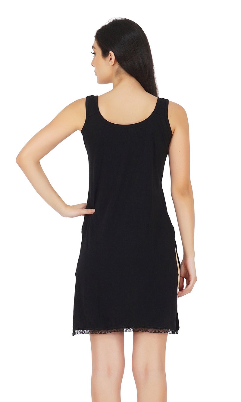 BLAZON Women's Premium Cotton Hosiery Solid Fairy Full Slip (Black_L) - Image 5