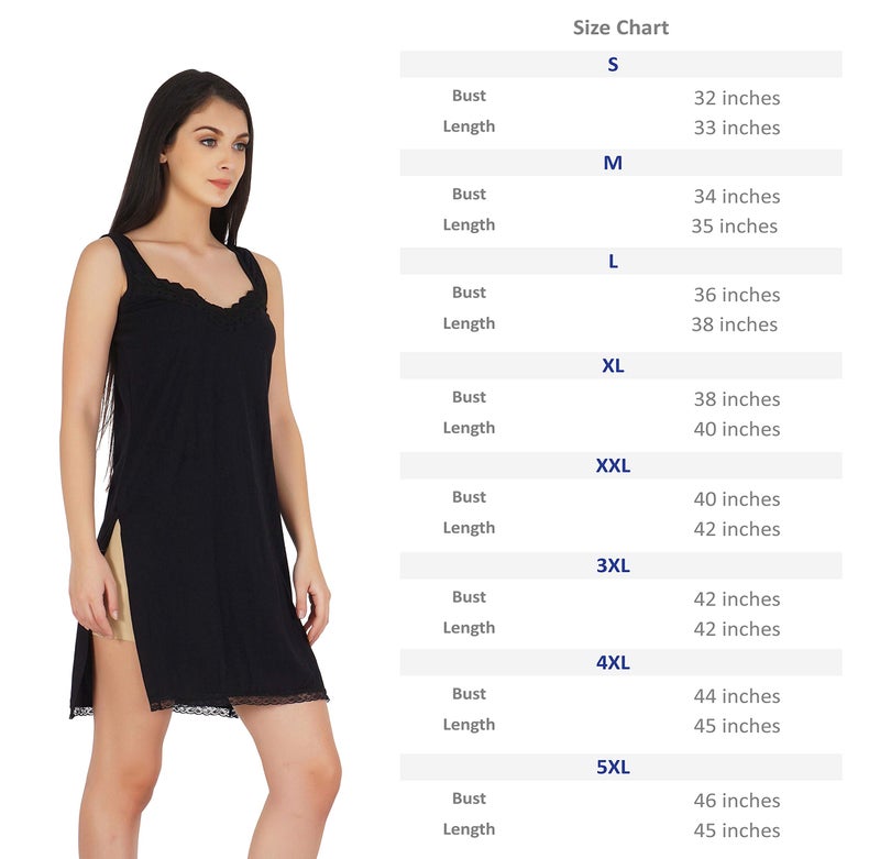 BLAZON Women's Premium Cotton Hosiery Solid Fairy Full Slip (Black_L) - Image 2
