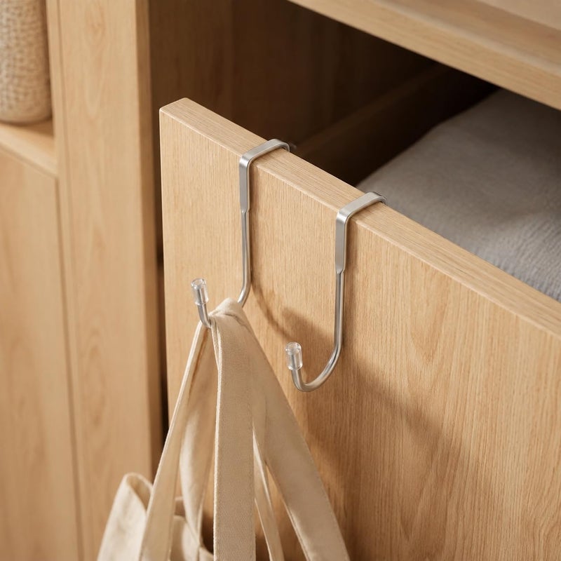 3 Hooks Over Closet, J-Shape Over Door Hooks, Wall Kitchen Towel Hooks for Cabinets, Door, Drawer, Bathroom Hanger for Hanging Coat, Clothes, Bags - Image 3