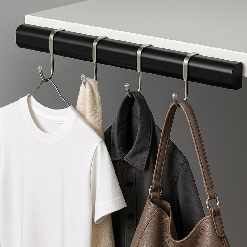 3 Hooks Over Closet, J-Shape Over Door Hooks, Wall Kitchen Towel Hooks for Cabinets, Door, Drawer, Bathroom Hanger for Hanging Coat, Clothes, Bags - Image 4