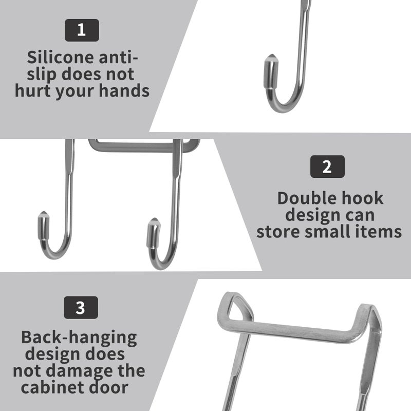 3 Hooks Over Closet, J-Shape Over Door Hooks, Wall Kitchen Towel Hooks for Cabinets, Door, Drawer, Bathroom Hanger for Hanging Coat, Clothes, Bags - Image 2