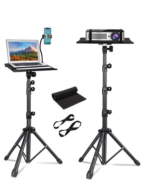 Projector tripod stand, laptop tripod adjustable height, portable stand, computer DJ racks mount holder with gooseneck phone holder
