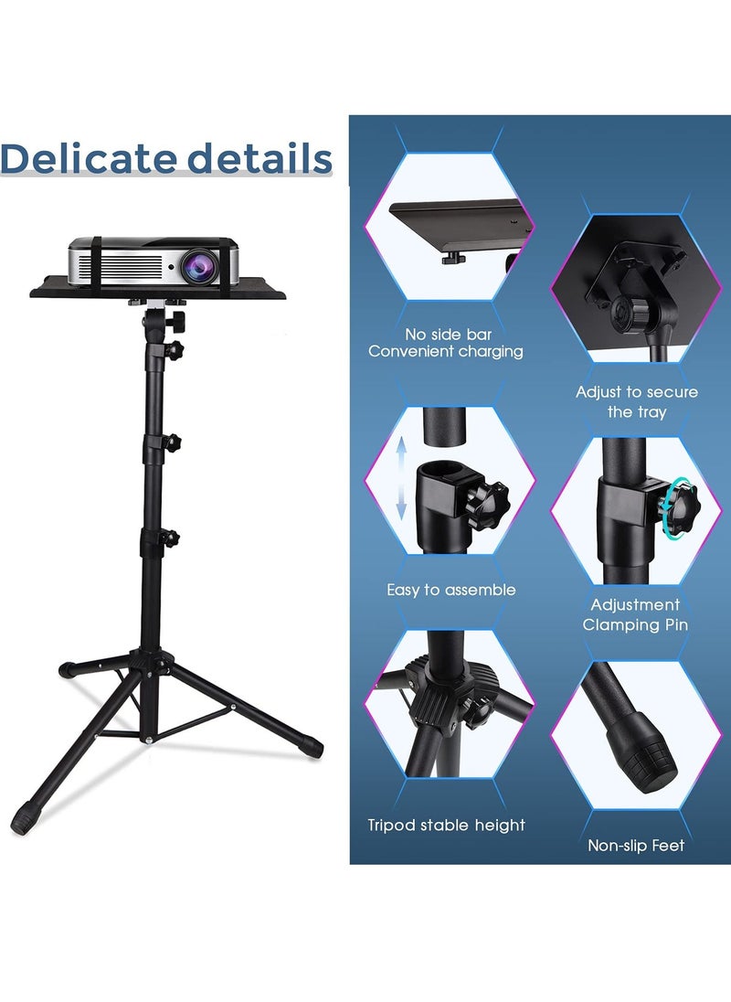 XiuWoo - Projector tripod stand, laptop tripod adjustable height, portable stand, computer DJ racks mount holder with gooseneck phone holder - Image 1