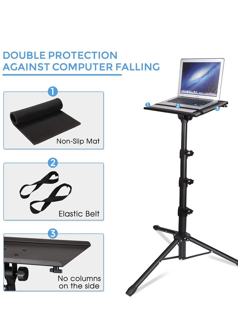 XiuWoo - Projector tripod stand, laptop tripod adjustable height, portable stand, computer DJ racks mount holder with gooseneck phone holder - Image 1