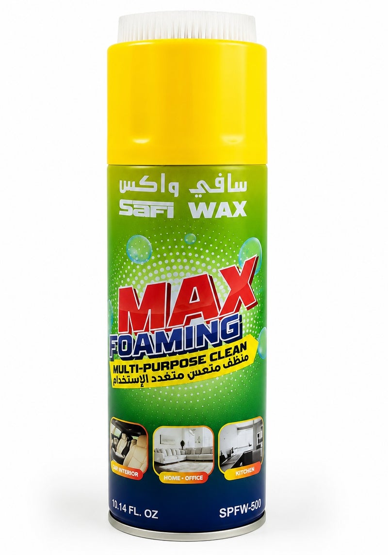 Safi WAX 2PCS Safi Wax Max Foaming Multi-Purpose Cleaner 500ML, Foam Cleaning Spray for Car Interior, Fabric, Upholstery, Sofa, Carpet, Kitchen & Home Surfaces, Stain Dirt Grease Cleaning Foam with Brush Cap - Image 4