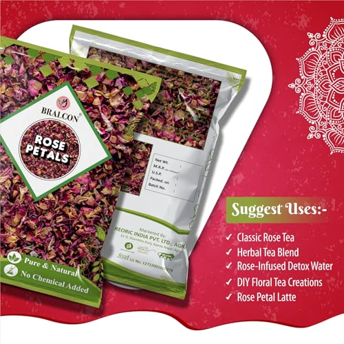 BRALCON Rose Petals 100 gm | 100% Pure & Natural Sun Dried Rose Flowers Petal (Gulab Patti) | Edible for Herbal Tea/Hair & Skin Care/Toppings for Indian Sweets/Boost Immunity - Image 2
