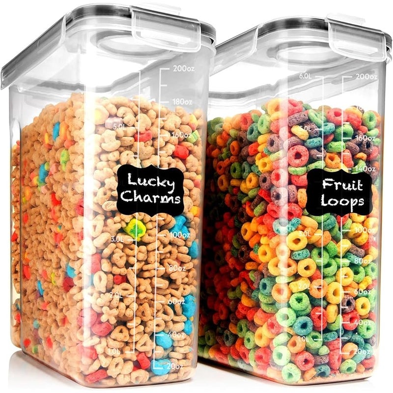 Shazo 2PC 6.3L /213OZ EXTRA Large Airtight Food Storage Cereal Containers for Bulk Food Storage BPA-Free Plastic Container, Pantry Organization and Canister for Rice, Pasta, Sugar & Flour - Image 1