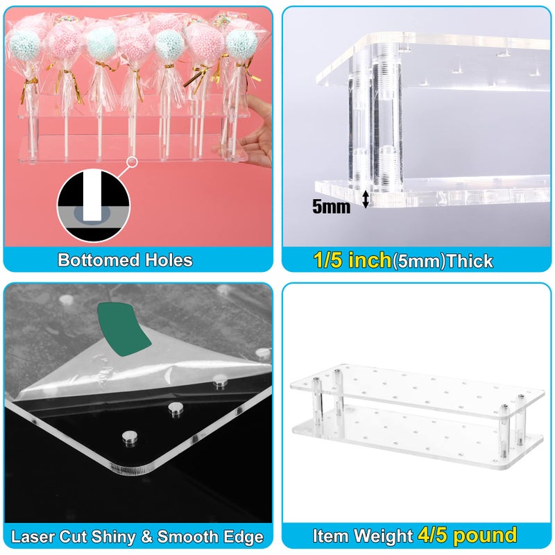 Goabroa Cake Pop Stand 21 Holes Clear Acrylic Cake Pop Kit With 300 Pcs Cake Pop Sticks And Wrappers Cake Pop Making Accessories For Weddings Birthday Parties Baby Shower Halloween - Image 4